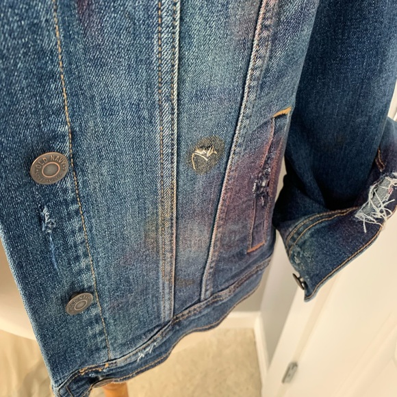 Custom “LOVE” graffiti distressed denim jacket - Picture 5 of 12
